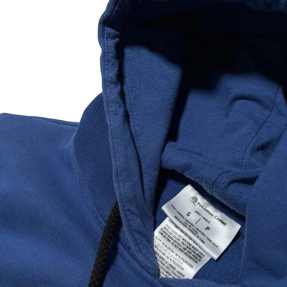 Pokemon Center Hoodie Adult Small Blue Fleece Pullover Pokeball Hoodie 21 x 25